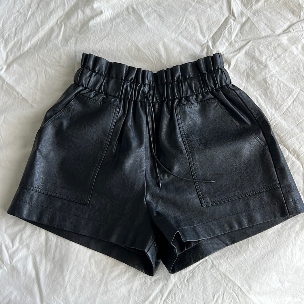 Black Leather Shorts - Size S
